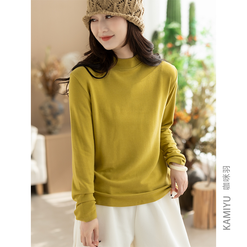 咖咪羽打底衫女秋冬新款羊绒女式半高领休闲流行好看女装上衣内搭