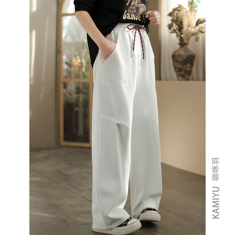 咖咪羽卫裤女春秋新款全棉女式裤子高腰直筒拼接百搭纯色休闲裤,女装/女士精品,休闲裤,淘宝优惠券,粉丝福利购,淘宝优惠卷