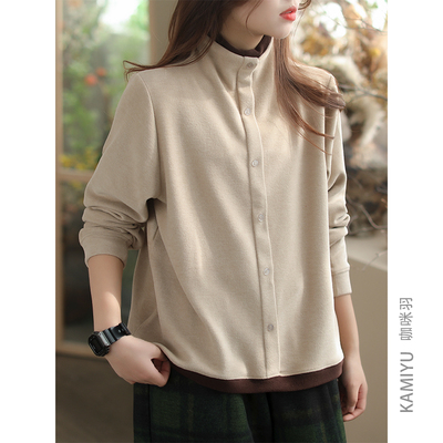 咖咪羽简约休闲纯色卫衣单排扣