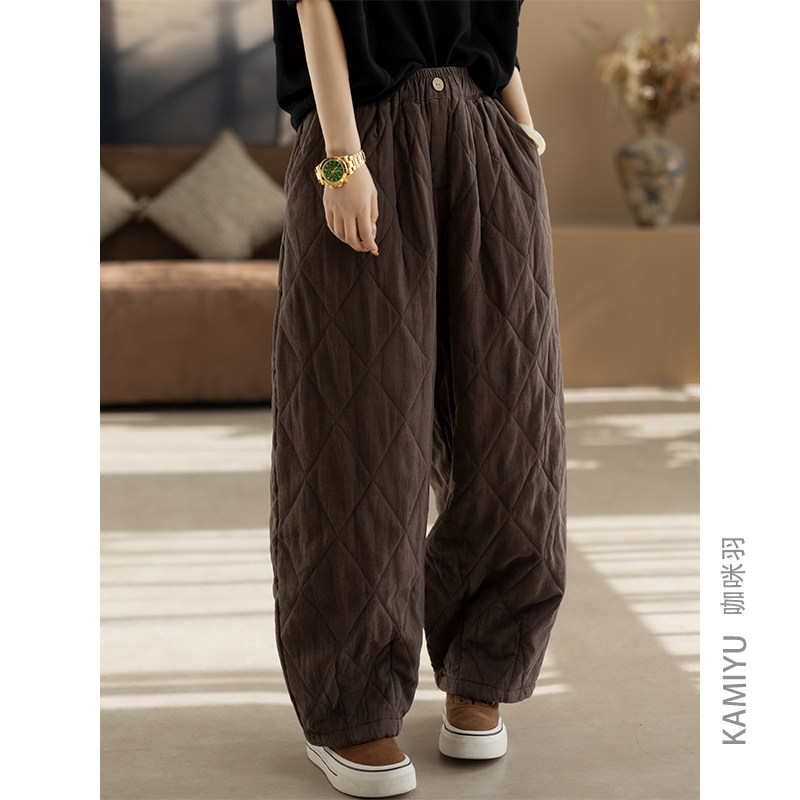 2025新款棉裤女冬装女士休闲百搭时尚汉麻宽松流行女装休闲裤厚