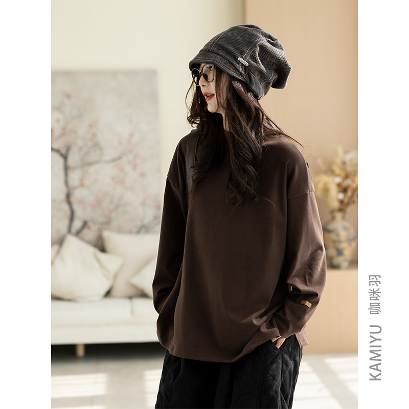 咖咪羽打底衫女秋季2025新款女士上衣套头时尚宽松大码长袖上衣