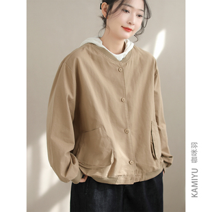 咖咪羽春秋新款大口袋时尚高品质休闲女士上衣设计感女装外套女