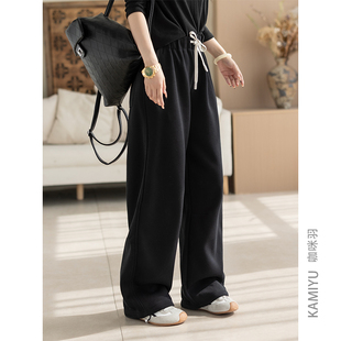 裤 直筒宽松纯棉通勤百搭洋气复古女装 子 女秋冬新款 咖咪羽休闲裤