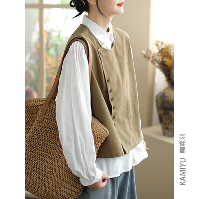 咖咪羽单排扣日常常规纯色马夹