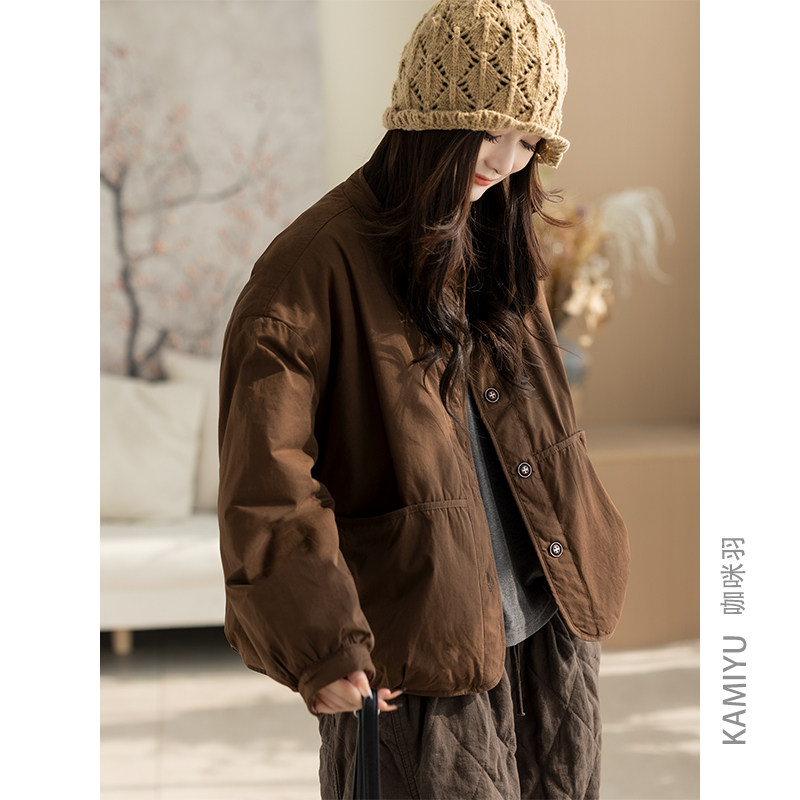 咖咪羽秋冬新款小棉衣休闲文艺上衣复古好看高密棉流行女装外套