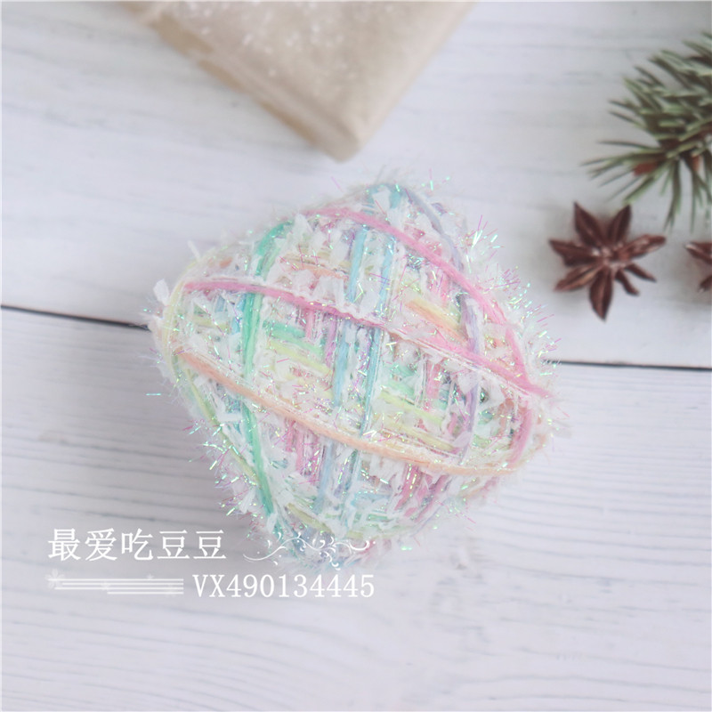 手工diy蝴蝶纸片圣诞风段染彩虹色手编围巾毛衣包包雪尼尔手混线