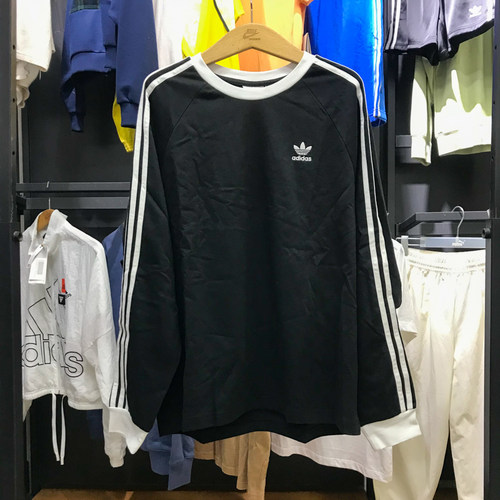 阿迪达斯子纯棉运动长袖圆领T恤