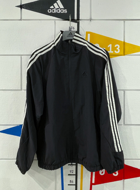 阿迪达斯男女装2024秋季新款拒水防泼梭织立领运动夹克外套JI6646