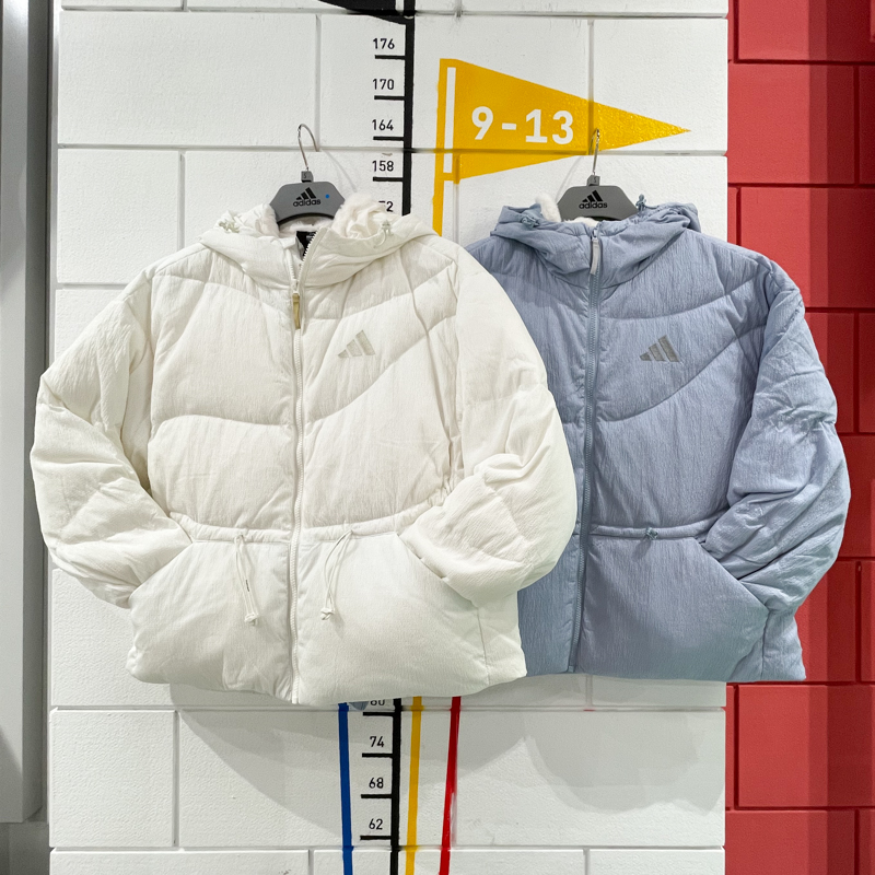 Adidas阿迪达斯女外套2024冬款休闲运动保暖连帽防风羽绒服JG5930