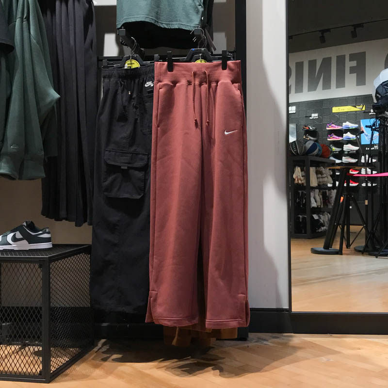 NIKE耐克女裤2024冬季款阔腿加绒高腰舒适休闲运动长裤DQ5616-218