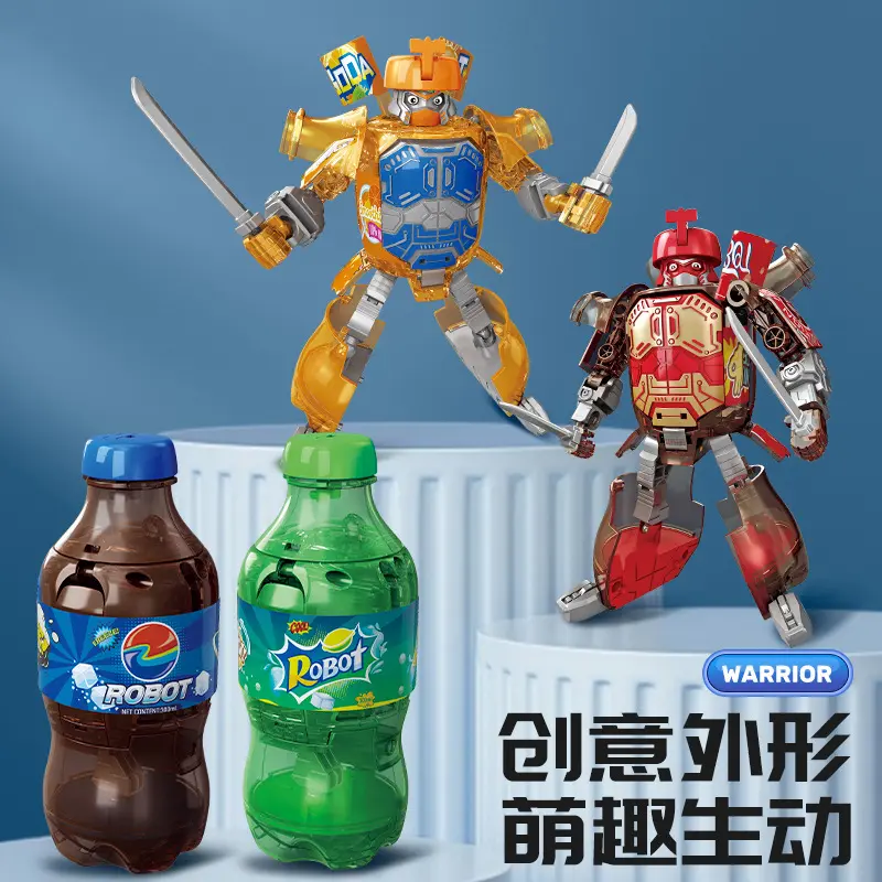 汽水武士变形机器人玩具可乐雪碧饮料易拉罐变身机甲金刚模型益智