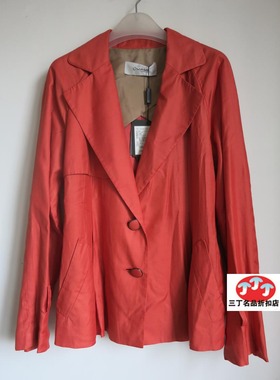 喀啦女装CARA专柜正品C075桔红色西装领短风衣/外衣春秋原4980