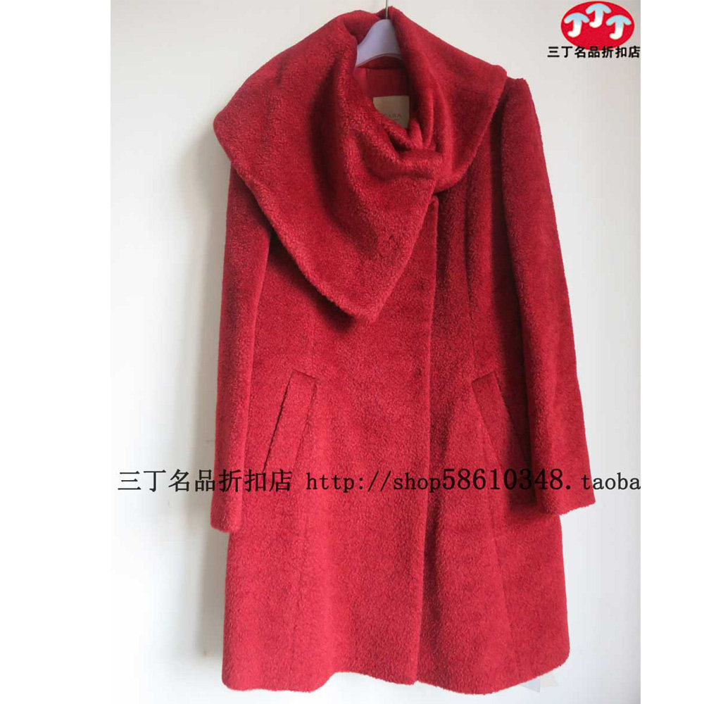 喀啦女装CARA专柜正品3C300酒红色披肩领羊毛羊绒中长大衣原4680