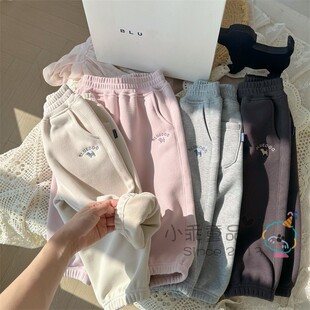 厚款 子 慕冬绒 裤 保暖柔软舒适加绒百搭休闲裤 韩国儿童冬季