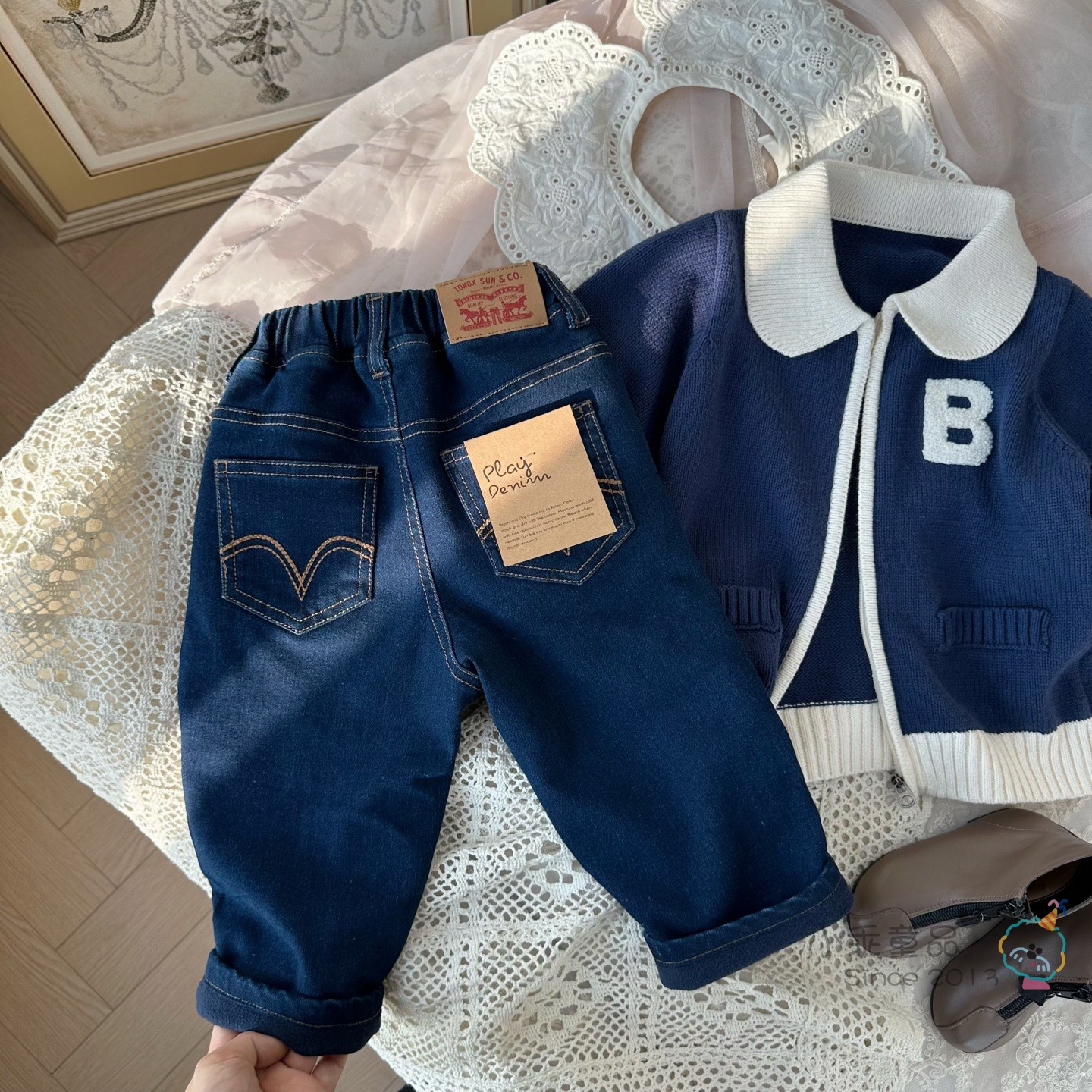 柔软过冬牛仔裤！男女童冬款保暖裤子弹力舒适加绒摇粒绒牛仔棉裤