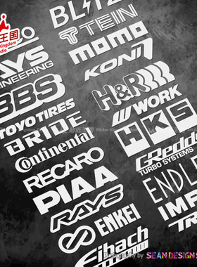 JDM HF RAYS轮毂轮胎避震刹车卡钳安全座椅个性改装贴纸反光车贴5