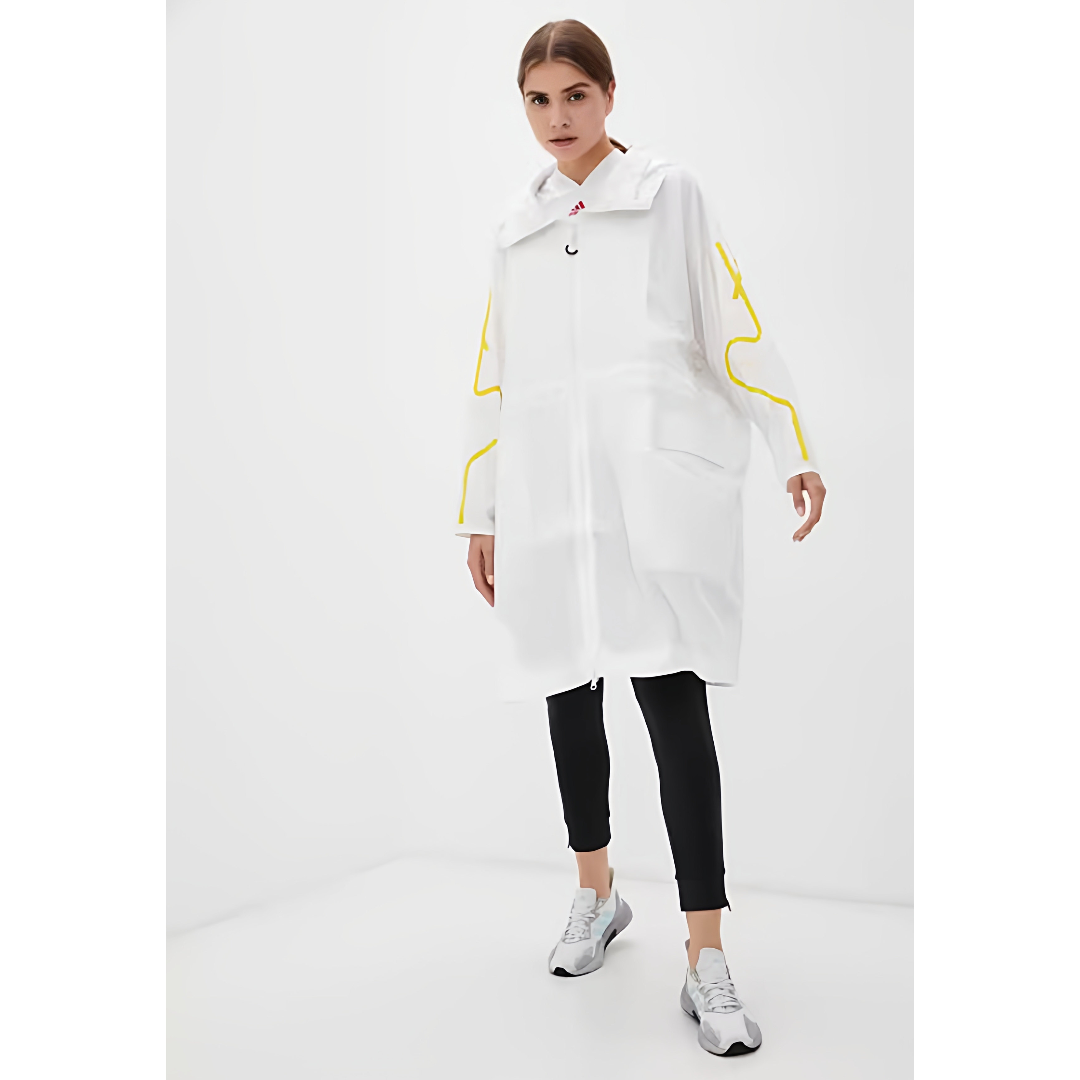 正品 adidas stella 女运动休闲防风速干轻薄长款风衣
