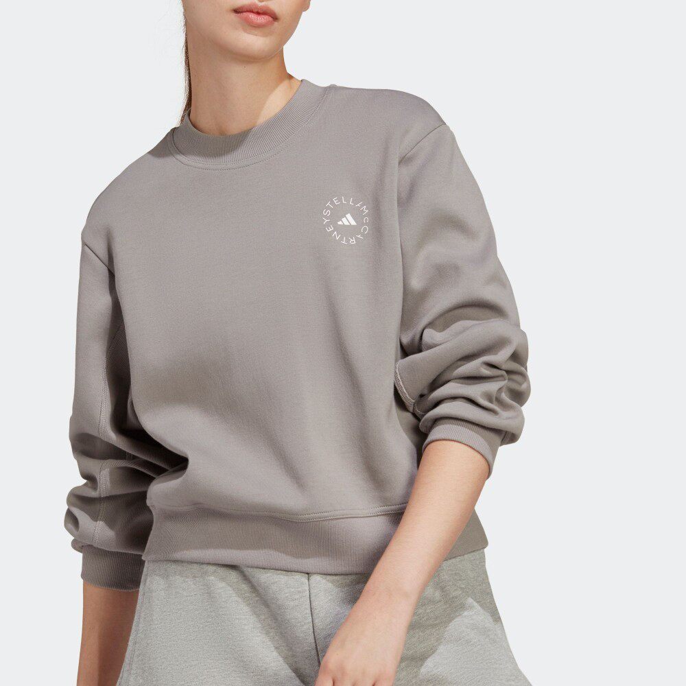 现货 adidas stella 春秋款运动休闲短款圆领宽松套头针织卫衣
