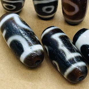 保真西藏天然玛瑙老天珠虎牙二三眼单颗吊坠男女手链配珠饰品DIY