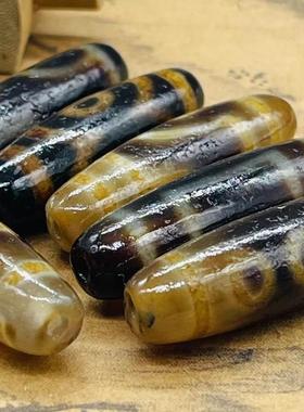 玛瑙老天珠虎牙一三五眼吊坠项坠