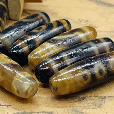玛瑙老天珠虎牙一三五眼吊坠项坠