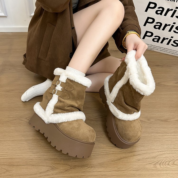 厚底雪地靴女2025冬季新款复古