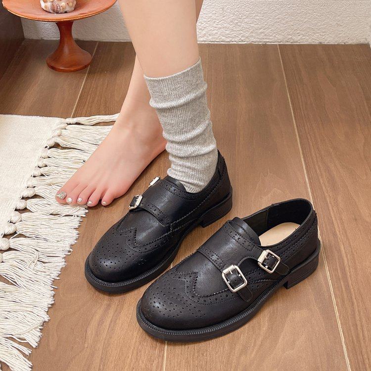 英伦风复古雕花小皮鞋女布洛克2026春夏季新款粗跟乐福鞋中跟单鞋,女鞋,深口单鞋,淘宝优惠券,粉丝福利购,淘宝优惠卷