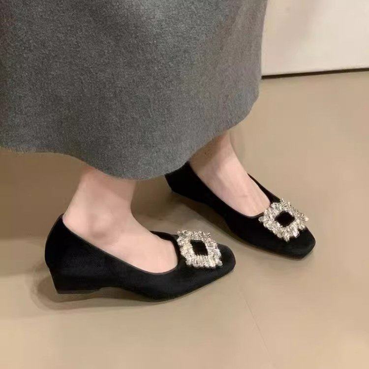 水钻方扣浅口单鞋女2026春季新款粗跟低跟方头通勤玛丽珍鞋豆豆鞋,女鞋,浅口单鞋,淘宝优惠券,粉丝福利购,淘宝优惠卷