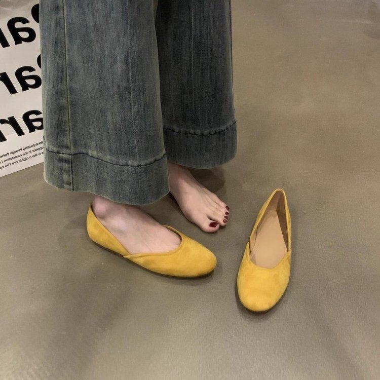 韩版百搭浅口圆头一脚蹬绒面平底瓢鞋女温柔晚风不累脚芭蕾舞单鞋,女鞋,浅口单鞋,淘宝优惠券,粉丝福利购,淘宝优惠卷