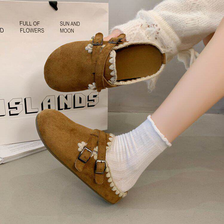 韩版简约厚底勃肯拖鞋女春秋季舒适防滑单鞋懒人一脚蹬包头拖鞋潮