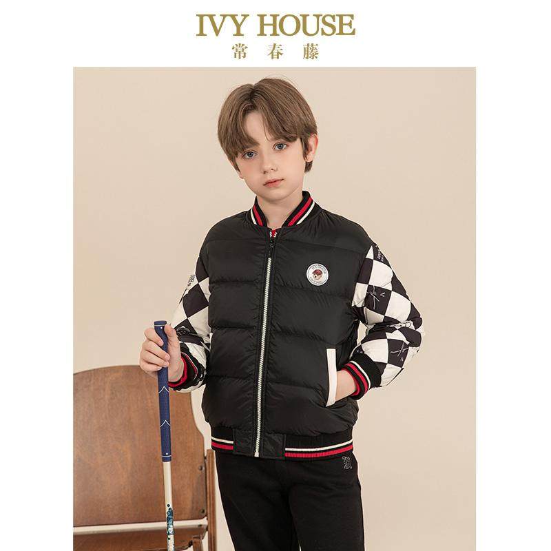 IVY HOUSE常春藤童装男童冬季款 校园棒球羽绒服外套复古棋盘格袖,童装/婴儿装/亲子装,羽绒服,淘宝优惠券,粉丝福利购,淘宝优惠卷