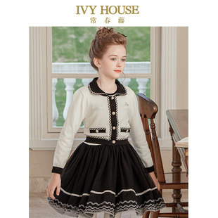 HOUSE常春藤儿童装 小香风针织开衫 女童外套秋季 经典 棉优雅 款 IVY