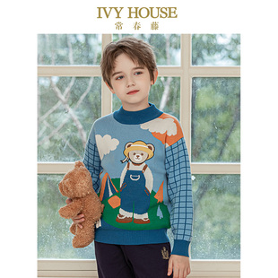 卡通毛织圆领套头衫 IVY 新款 男童毛衣2022秋季 HOUSE常春藤童装