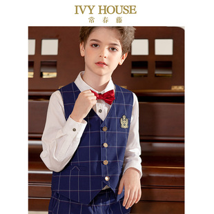 西服马甲格纹英伦绅士演出正装 IVY 新款 男童秋季 HOUSE常春藤童装
