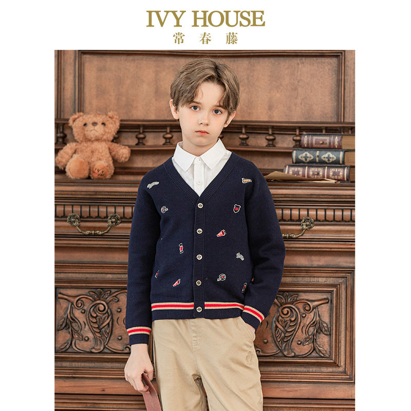 IVY HOUSE常春藤儿童装男童秋季款 活力学院风微宽松毛织开衫外套,童装/婴儿装/亲子装,毛衣/针织衫,淘宝优惠券,粉丝福利购,淘宝优惠卷