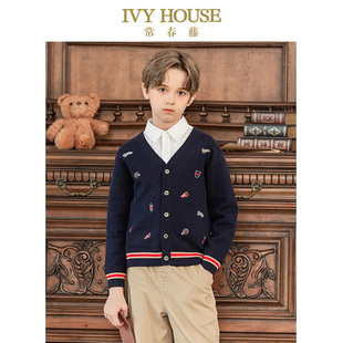 活力学院风微宽松毛织开衫 IVY 款 男童秋季 外套 HOUSE常春藤儿童装