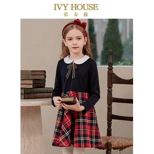 经典 IVY 款 女童连衣裙秋季 格纹拼接裙学院英伦 HOUSE常春藤儿童装