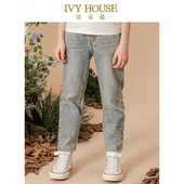 HOUSE常春藤儿童装 烫钻字母牛仔长裤 女童裤 IVY 子春季 款 时尚 百搭