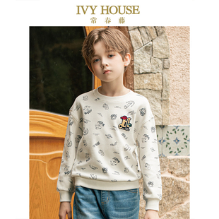 款 男童春季 圆领卫衣休闲运动舒适滑板图案 HOUSE常春藤儿童装 IVY