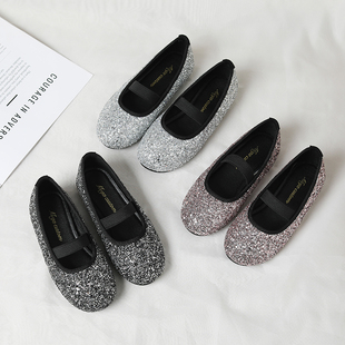 2025春秋新款 子配礼服亮片单鞋 儿童水晶鞋 女孩鞋 小皮鞋 女童公主鞋