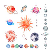 星球宇宙锁骨纹身贴女防水持久脖子ins风半永久男小清新肩膀颈部