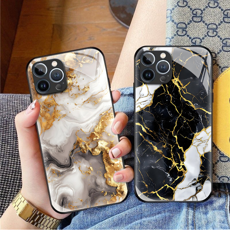 铂金大理石适用苹果16promax手机壳高级黑金iPhone15创意奢侈华为pura70全包防摔vivo小米12情侣14