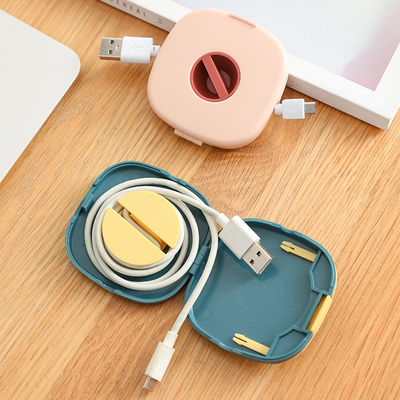 多功能数据线收纳盒绕线器便携式耳机充电线收纳整理固定理线神器