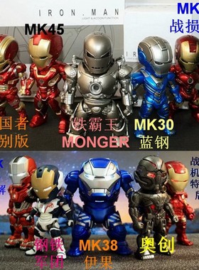 MK21钢铁侠IRONMAN盒蛋手办模型摆件可 发光 奥创 绿巨人mk7雷神