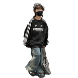 男童韩版字母条纹加绒卫衣新款季中大儿童时髦休闲上衣潮，童装卫衣/绒衫，摩比熊