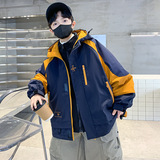 童装男童秋冬夹棉连帽外套新款大童冬季三合一可拆卸冲锋衣潮，童装棉衣，摩比熊