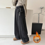 女童羊羔绒裤子冬季加厚新款儿童一条过冬特厚大童加绒阔腿裤，童装裤子，摩比熊