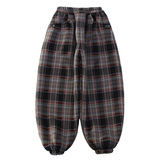 女童裤子冬款加绒加厚休闲格子裤新款宽松羊羔绒直筒裤长裤潮，童装裤子，摩比熊