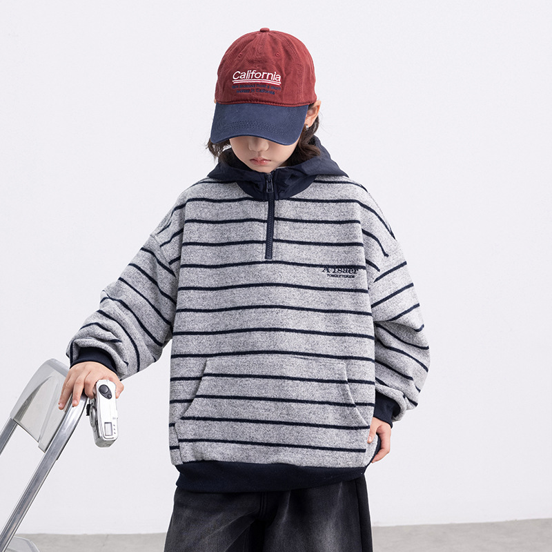 男童加绒连帽卫衣款新款儿童秋装打底衫男孩冬季条纹上衣,童装卫衣/绒衫,摩比熊 男童加绒连帽卫衣款新款儿童秋装打底衫男孩冬季条纹上衣,童装卫衣/绒衫,摩比熊
