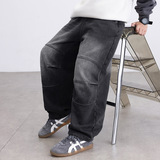 男童加绒牛仔裤秋冬款新款儿童冬季一体绒加厚裤子大男孩冬装，童装裤子，摩比熊